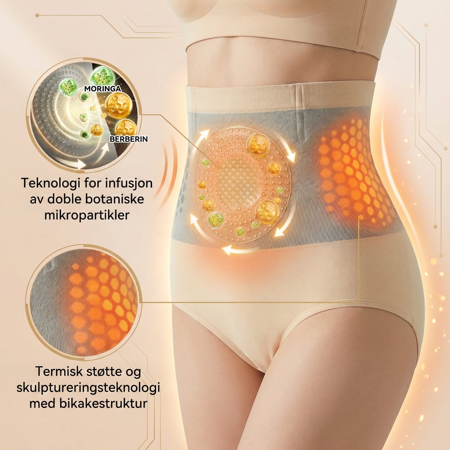 𝐏𝐀𝐔𝐑𝐀𝐉𝐔® 2026 Moringa & Berberin 4-i-1 Formende Fettforbrenningsshorts med Mikropartikler 🌻