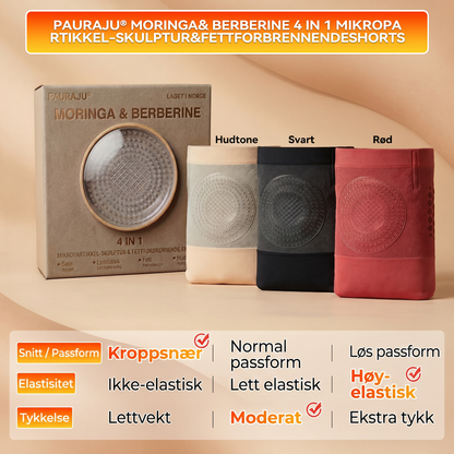 𝐏𝐀𝐔𝐑𝐀𝐉𝐔® 2026 Moringa & Berberin 4-i-1 Formende Fettforbrenningsshorts med Mikropartikler 🌻